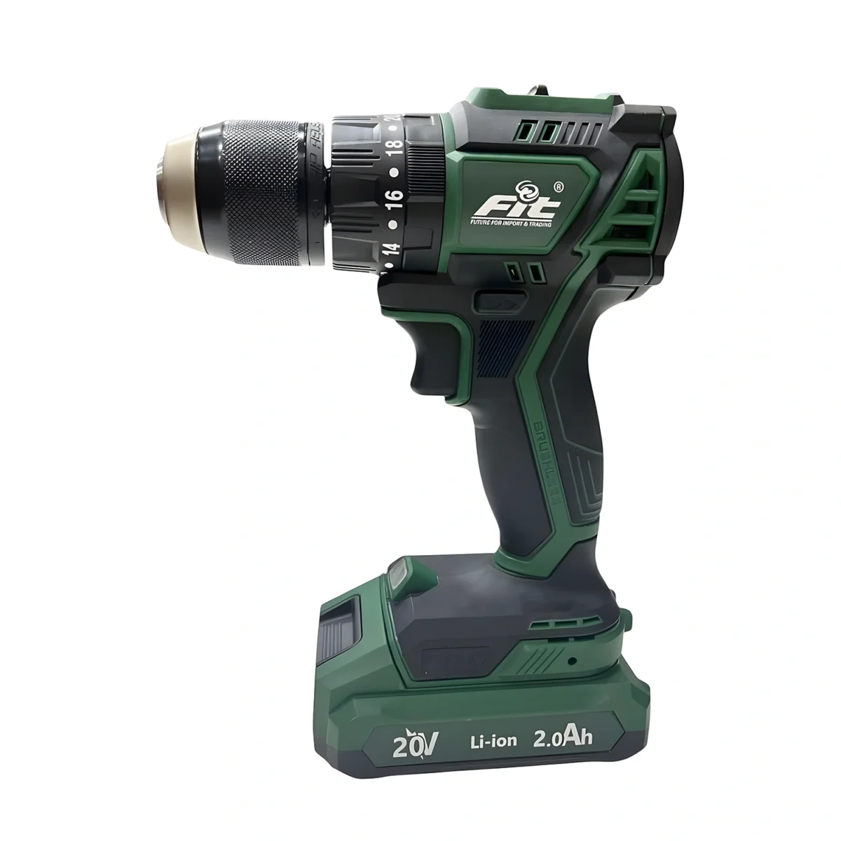 ⁦شنيور بطارية ليثيوم 20 فولت براشليس ظرف 13مم معدن 70 نيوتن دقاق Fit⁩ - الصورة ⁦1⁩