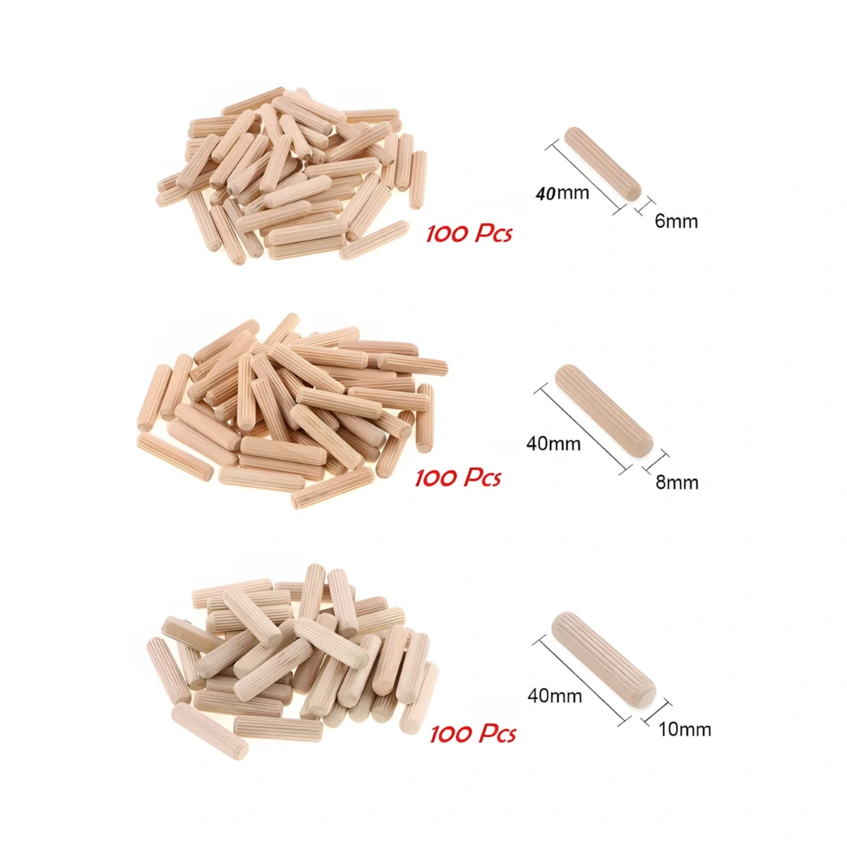 ⁦اوتاد خشبية بقياس 6 ملم و8 ملم و10 ملم ذات جودة عالية⁩ - الصورة ⁦3⁩