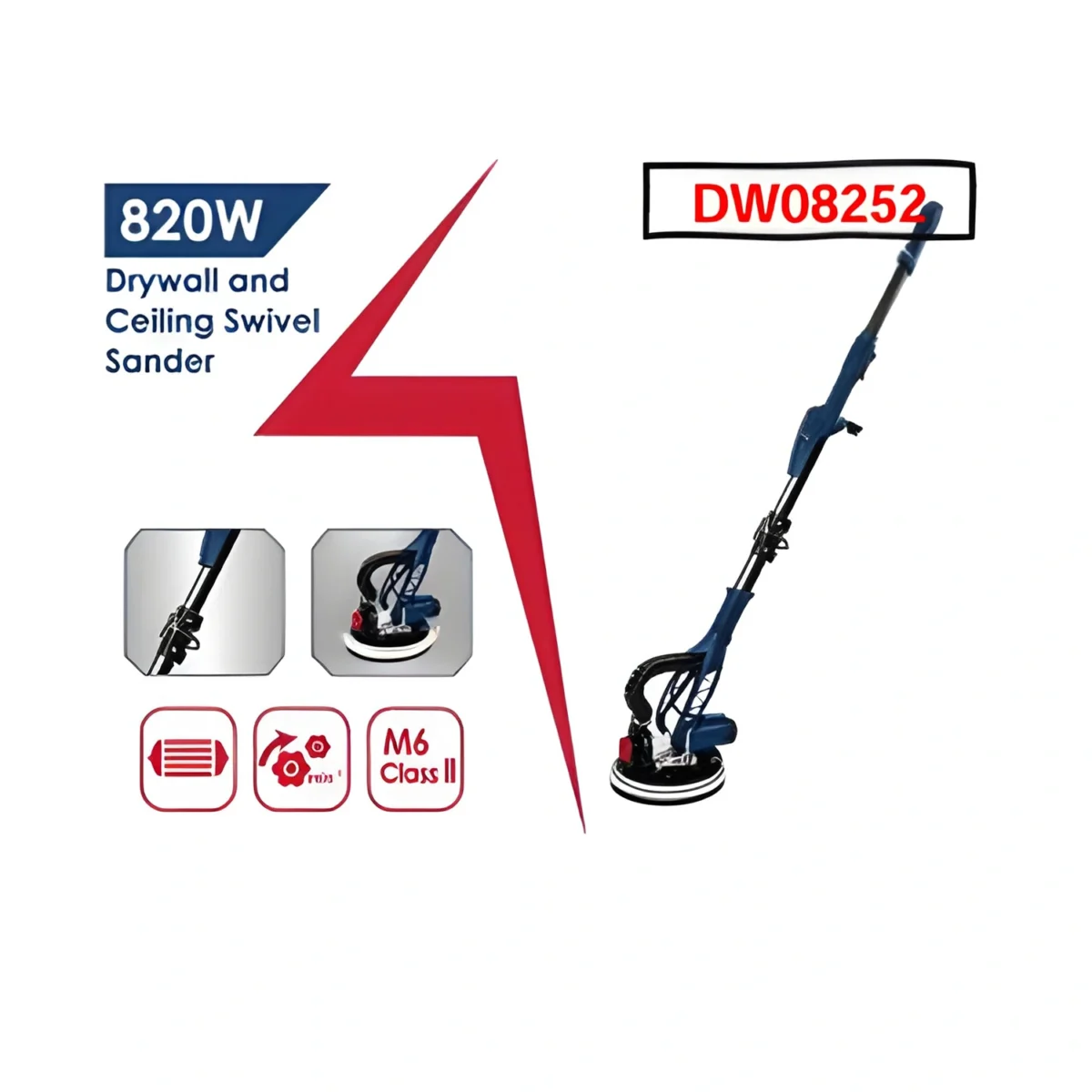 ⁦صنفرة حوائط 9 بوصه 820 وات سرعات شفاط فاكيوم مع كشاف ليد APT DW08252⁩ - الصورة ⁦2⁩