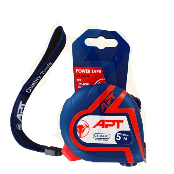 شريط قياس مستدير 5 متر 19 مم سلاح أبيض اي بي تي اتجاهين – موديل APT CR-5K47E