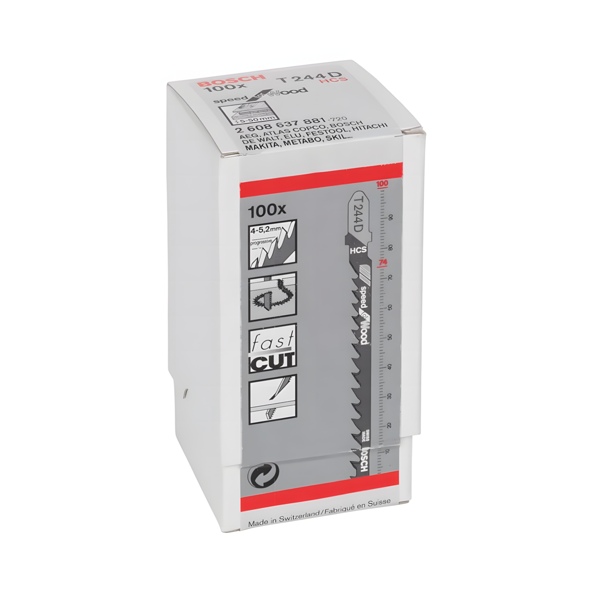 ⁦سلاح منشار اركيت للخشب قطعيه دائريه و خشنه 5 قطع BOSCH T244D⁩ - الصورة ⁦2⁩