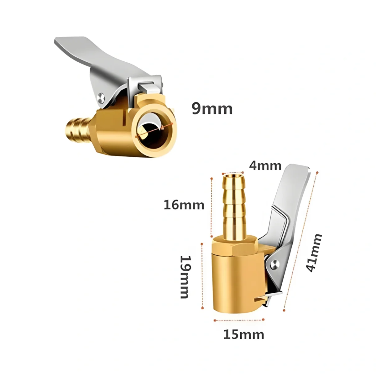 ⁦مشبك صمام منفاخ اطارات سيارات بوصلة نحاسية بالكامل من باي اول امازينج مجموعة قطعتين 14 بوصة 6 ملم⁩ - الصورة ⁦4⁩