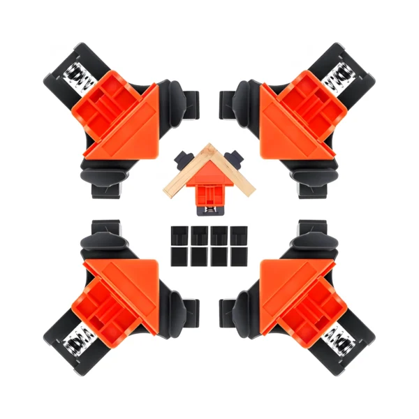 مشابك بزاوية 90 درجة لاعمال النجارة والحفر، 4 قطع