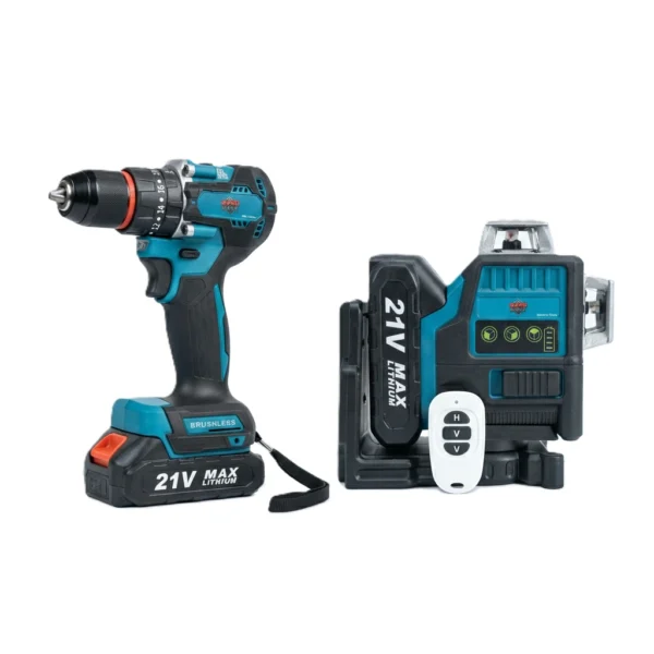 عرض الكومبو ميزان ليزر 12 خط ودريل بطارية 20 فولت من سوبر ماكس